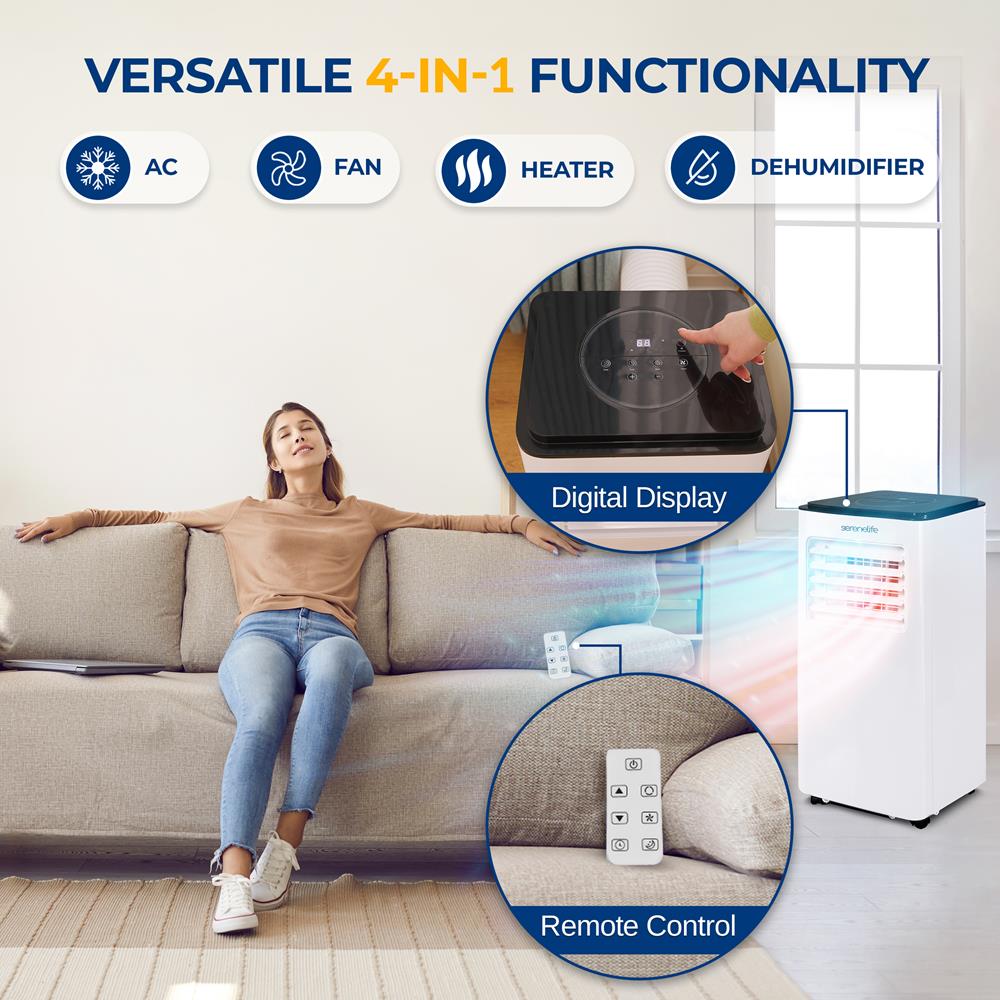 Serenelife Portable AC mobiles Klimagerät 8000 BTU Weiß Heizen