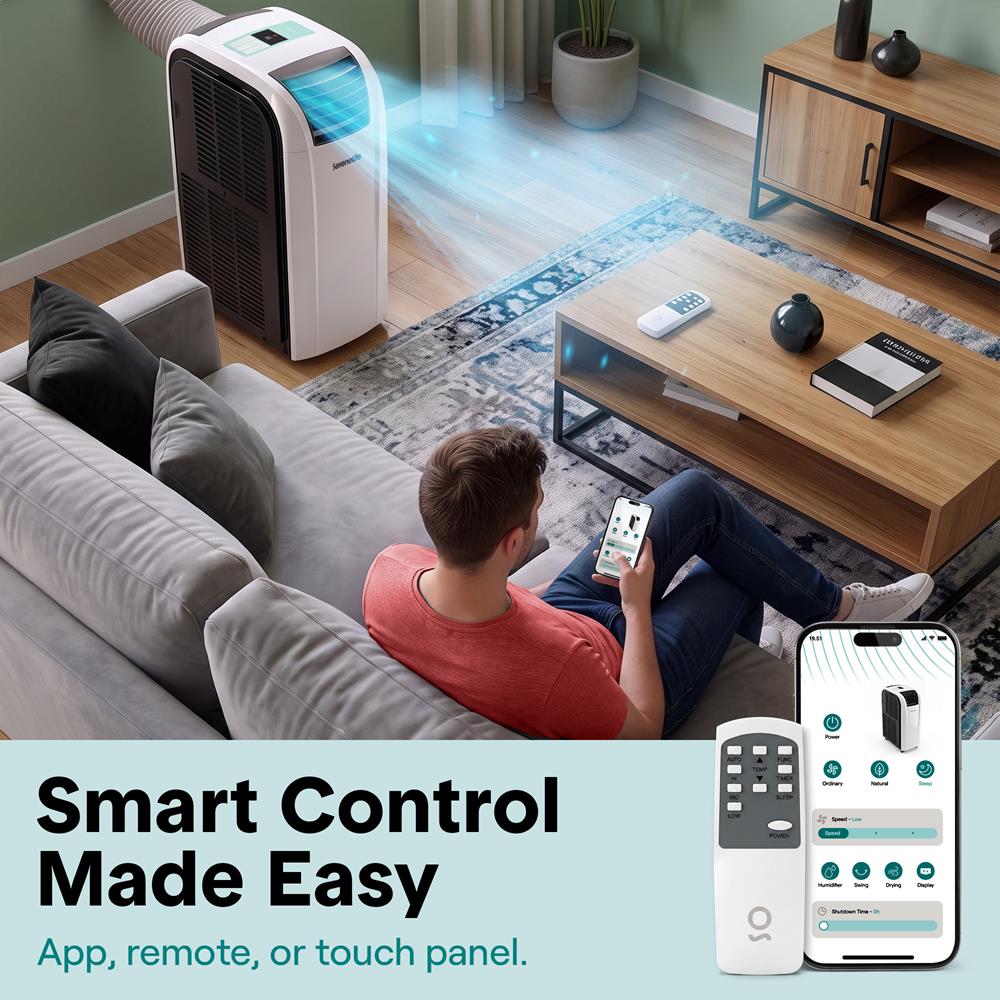Serenelife Portable AC Spot Cooler Klimagerät 12000 BTU Grau WLAN