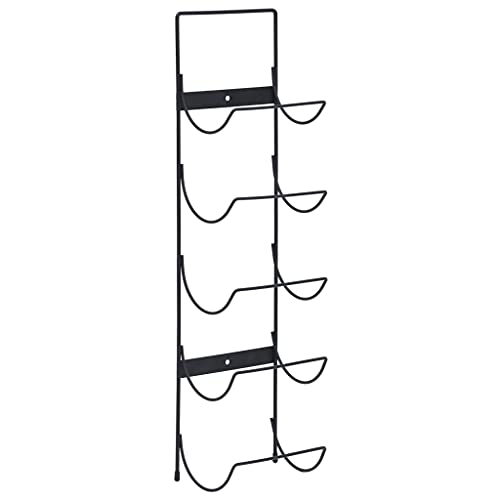 vidaXL Weinregal Wand 5 Flaschen Schwarz Eisen
