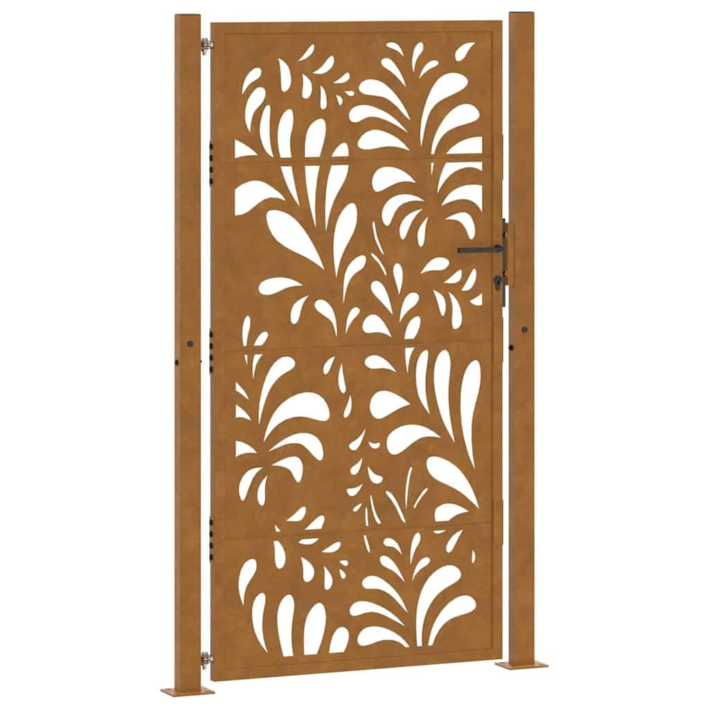vidaXL Gartentor 100x200 cm Wetterstahl Tor Wellendesign Braun
