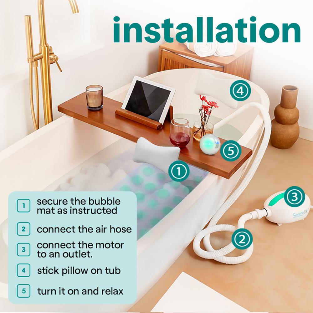 Serenelife Massage Badematte Sprudel Türkis mit LED