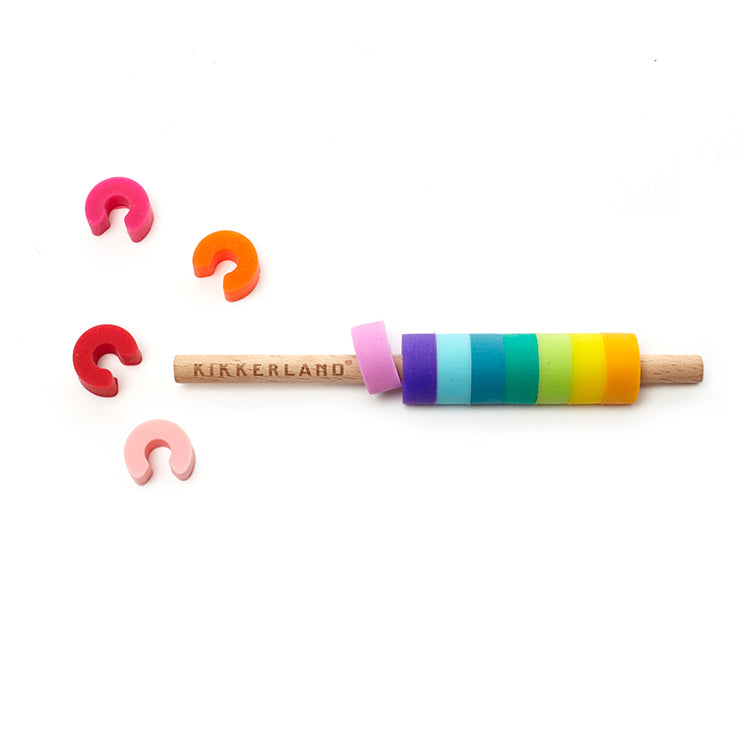 Kikkerland Home Glasmarkierer Rainbow Silikon 12er Set bunt