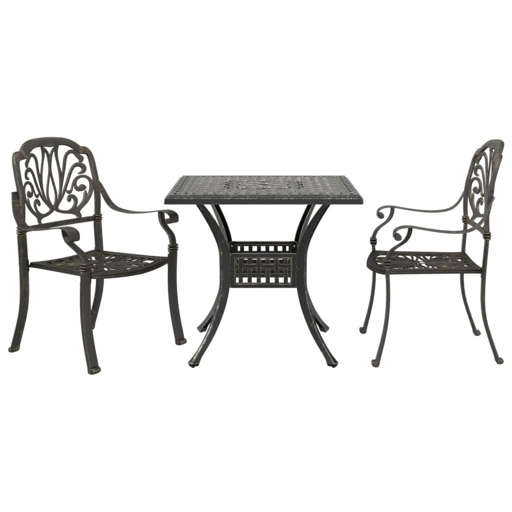 vidaXL Bistro-Set 3-TLG. Bronze Aluminiumguss Gartenmöbel