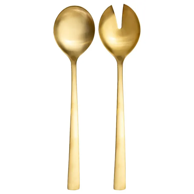 Intirilife Salatbesteck Edelstahl Gold Matt 24,5 cm 2tlg
