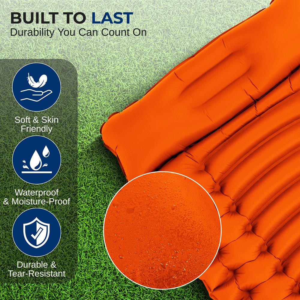 Serenelife Camping SLCPO Schlafmatte mit Kissen Orange