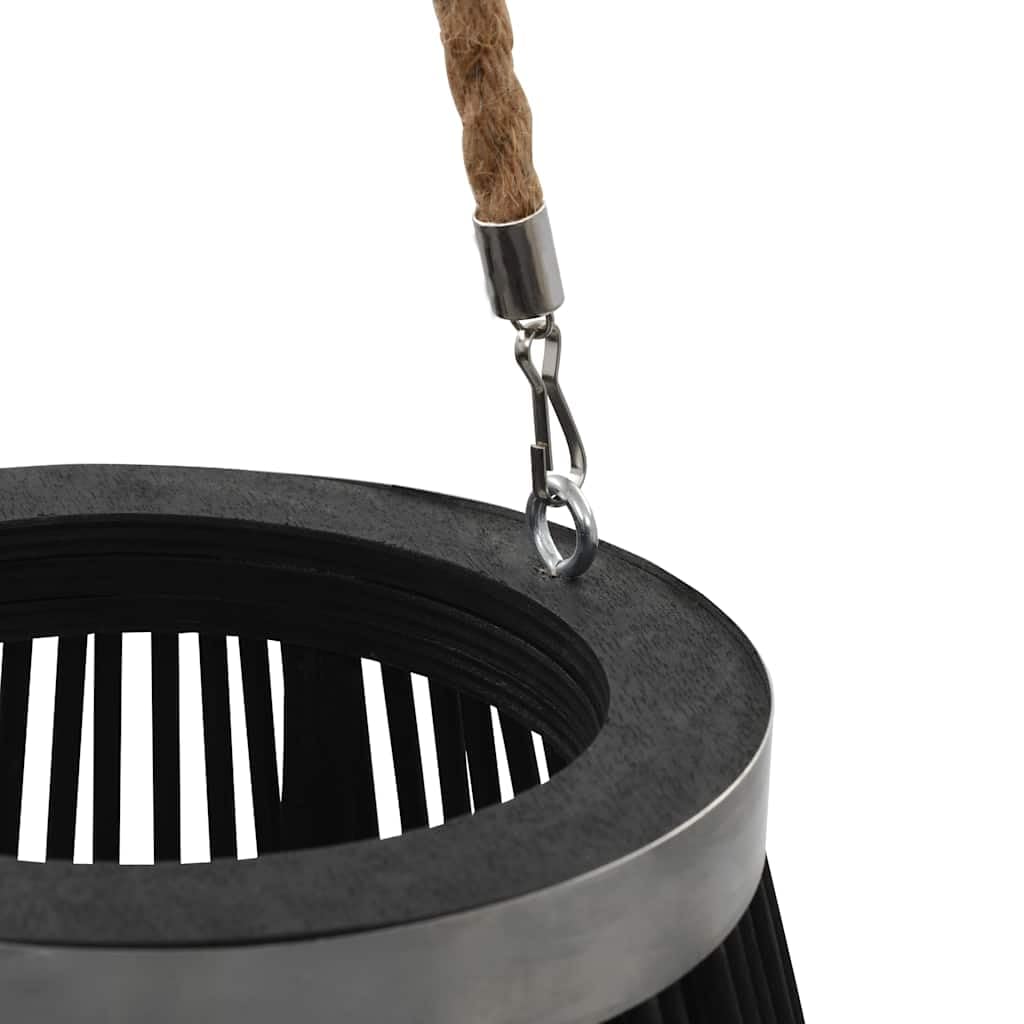 vidaXL Kerzenleuchter Bambus Schwarz 60 cm Hängelaterne Glas