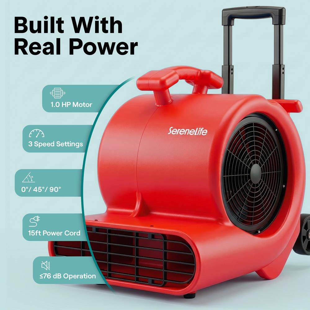 Serenelife Portable AC Air Mover Gebläse Rot 4000 CFM