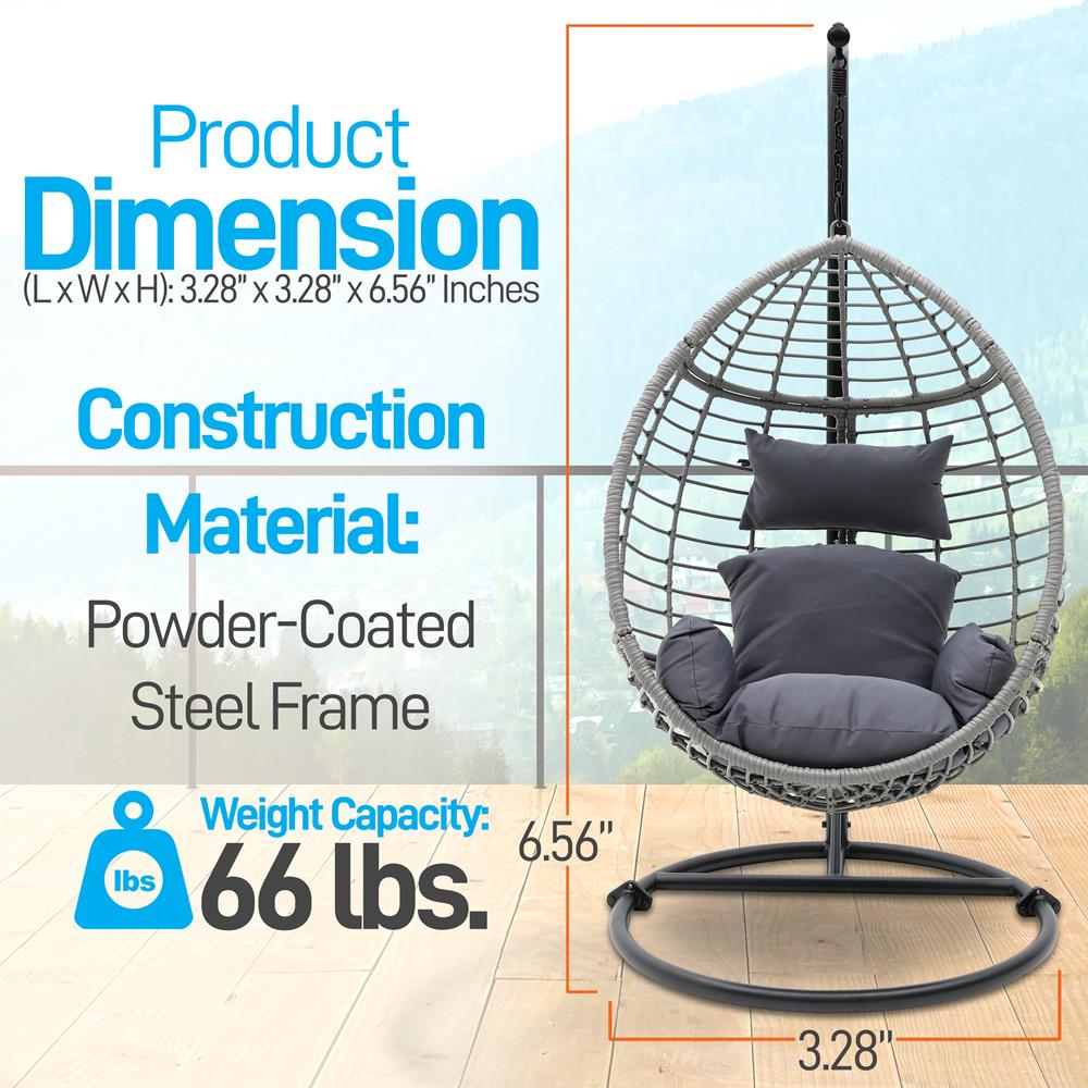 Serenelife Outdoor Swing Hängesessel Rattan mit Gestell