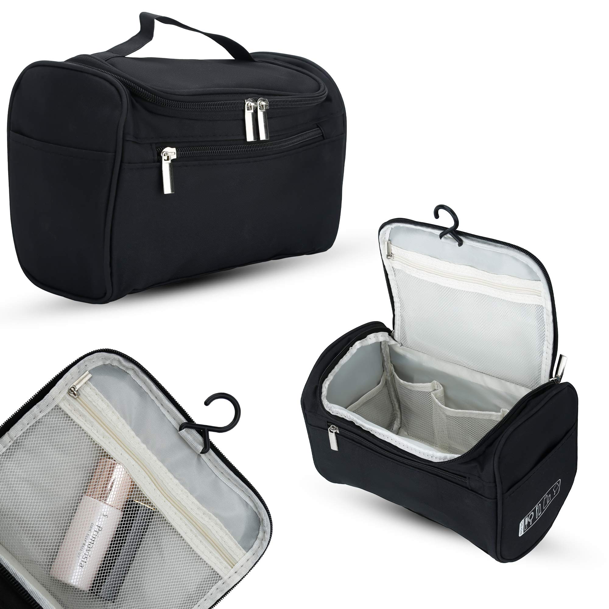 Intirilife Kosmetiktasche Schwarz 26x14x17 Polyester mit Griff
