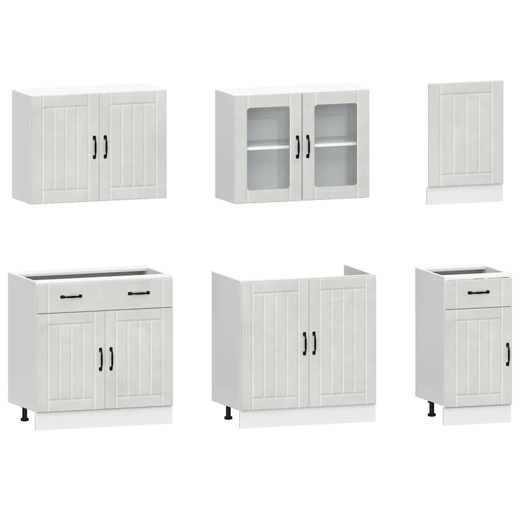 vidaXL Lucca Küchenschrank-Set 7-tlg. Betongrau Holzwerkstoff