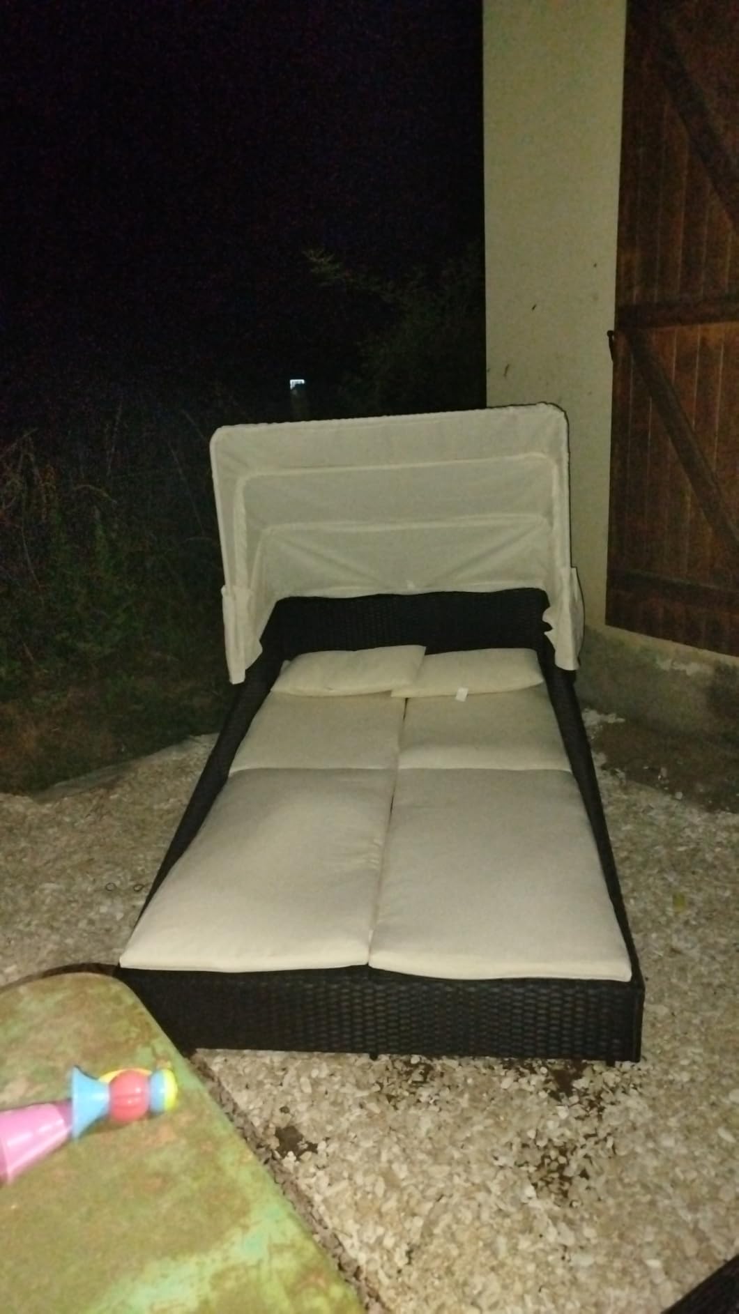 vidaXL Sonnenliege Braun mit Faltdach 200 cm Poly Rattan