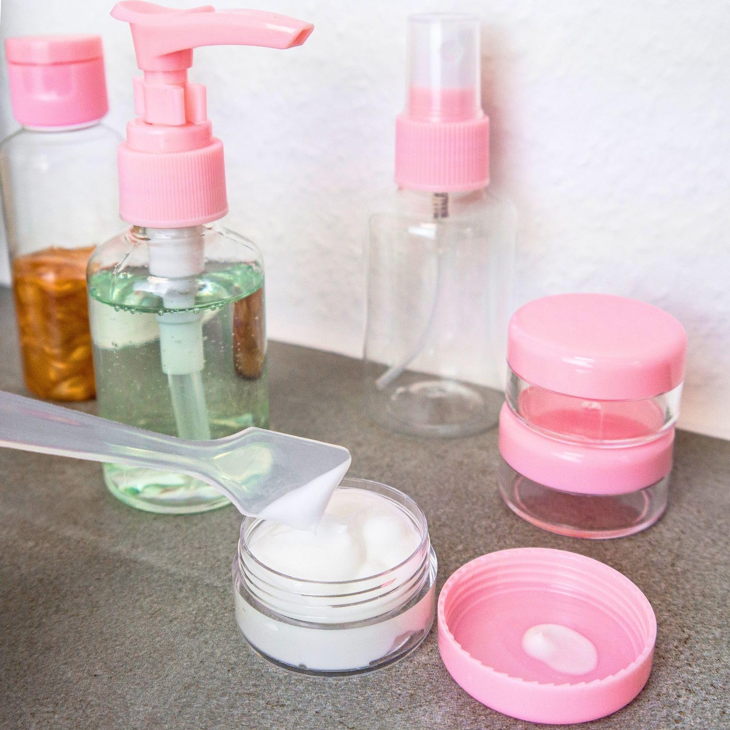 Intirilife Reise Flaschen-Set rosa transparent 6-teilig TSA