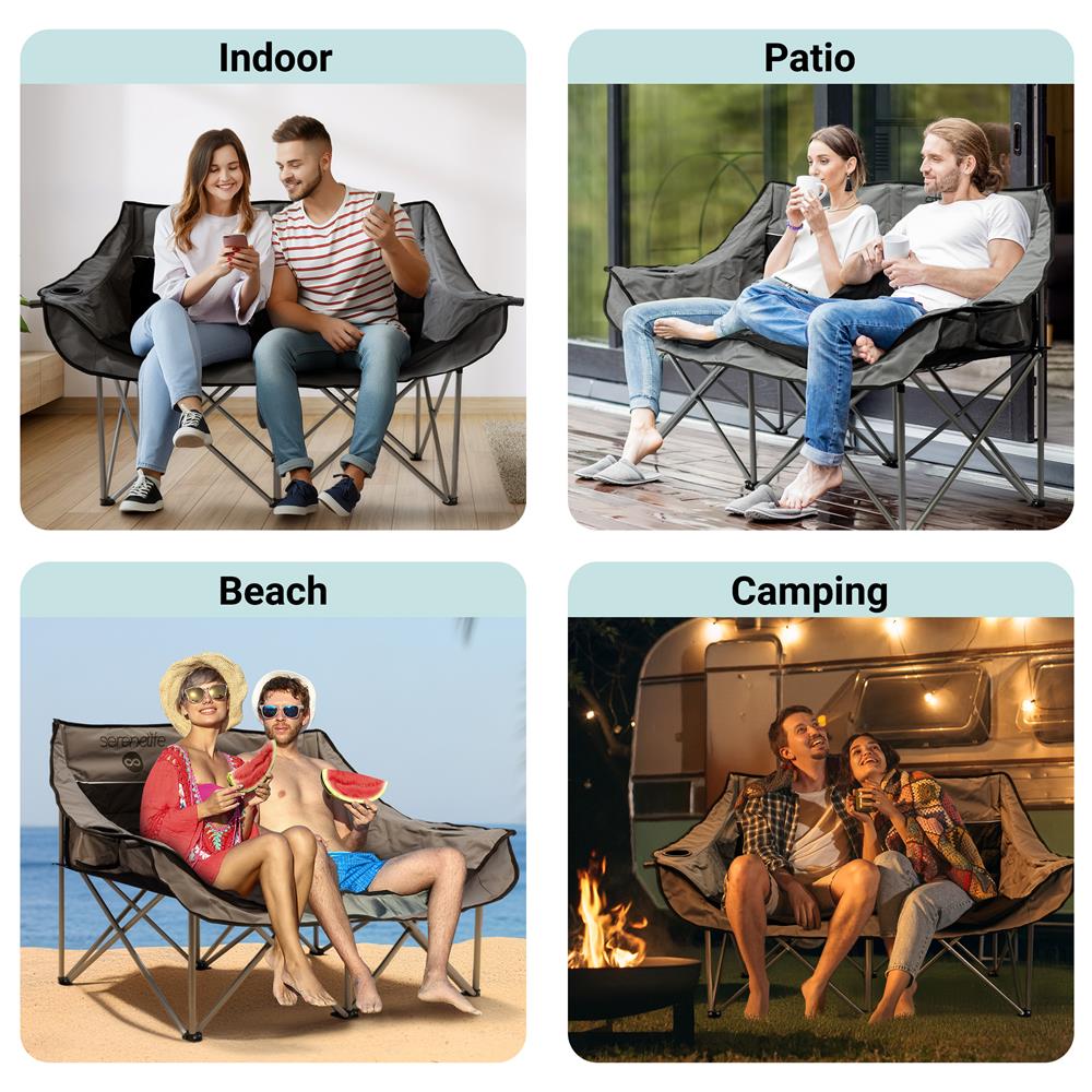 Serenelife Camping Doppelsessel 2 Personen grau 600D