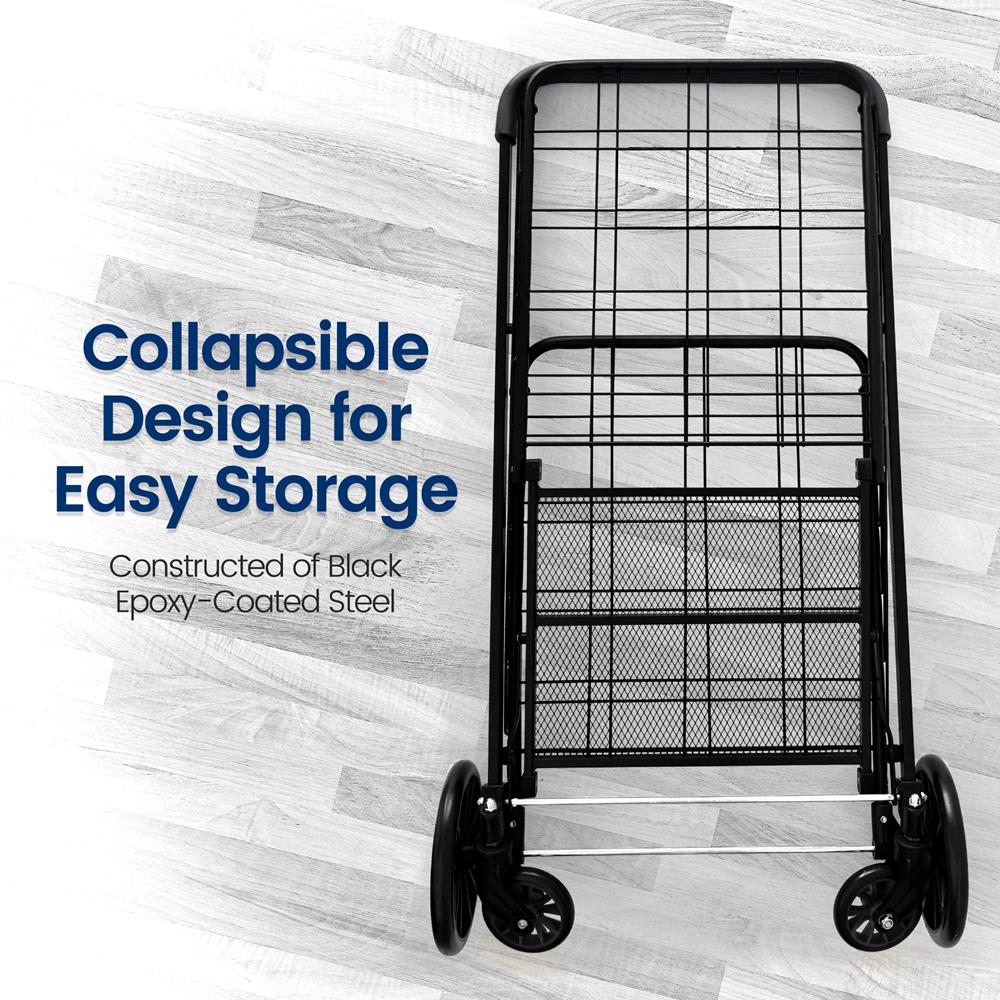 SereneLife Storage Einkaufswagen klappbar Stahl Schwarz