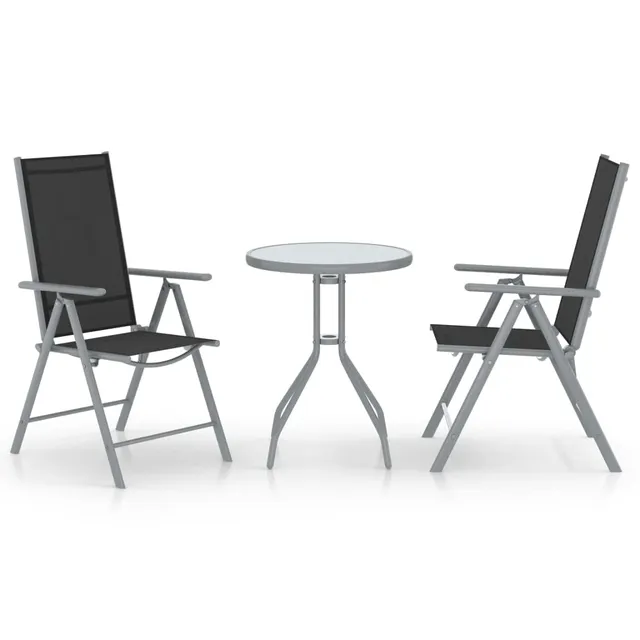vidaXL Heim & Garten Bistro-Set 3-tlg Balkonset silbern verstellbar