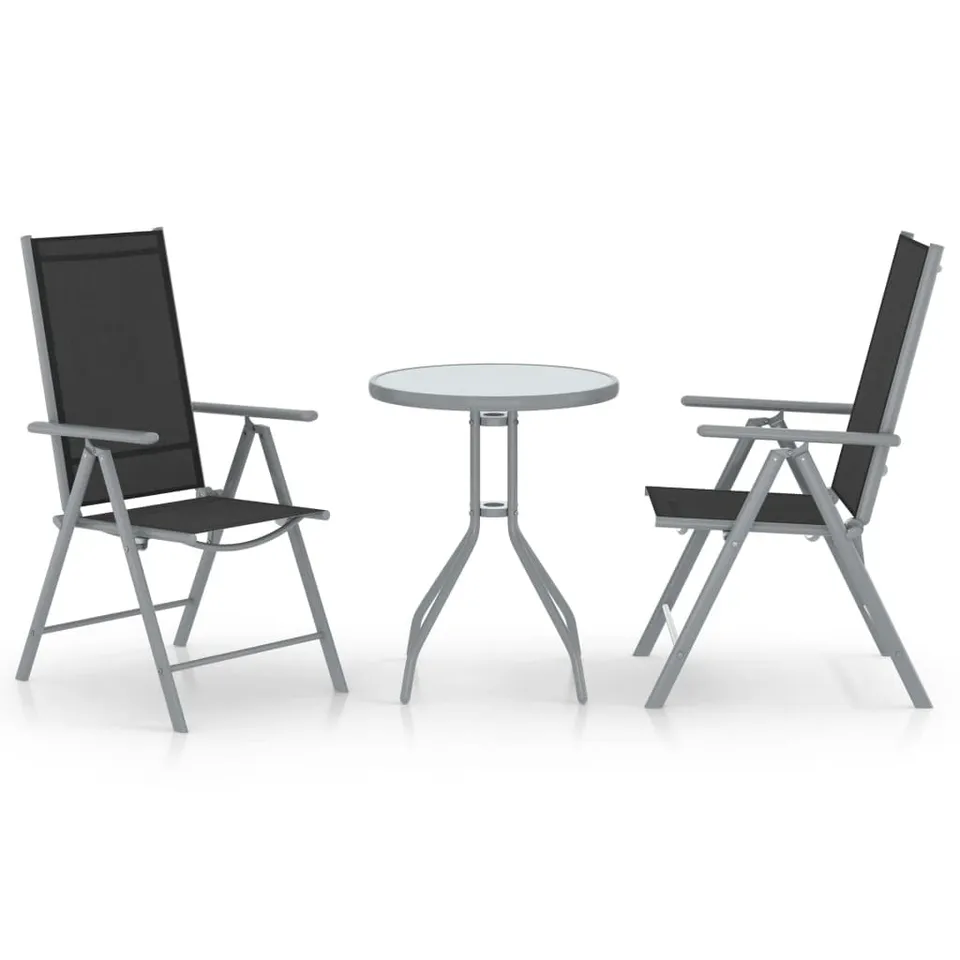 vidaXL Heim & Garten Bistro-Set 3-tlg Balkonset silbern verstellbar