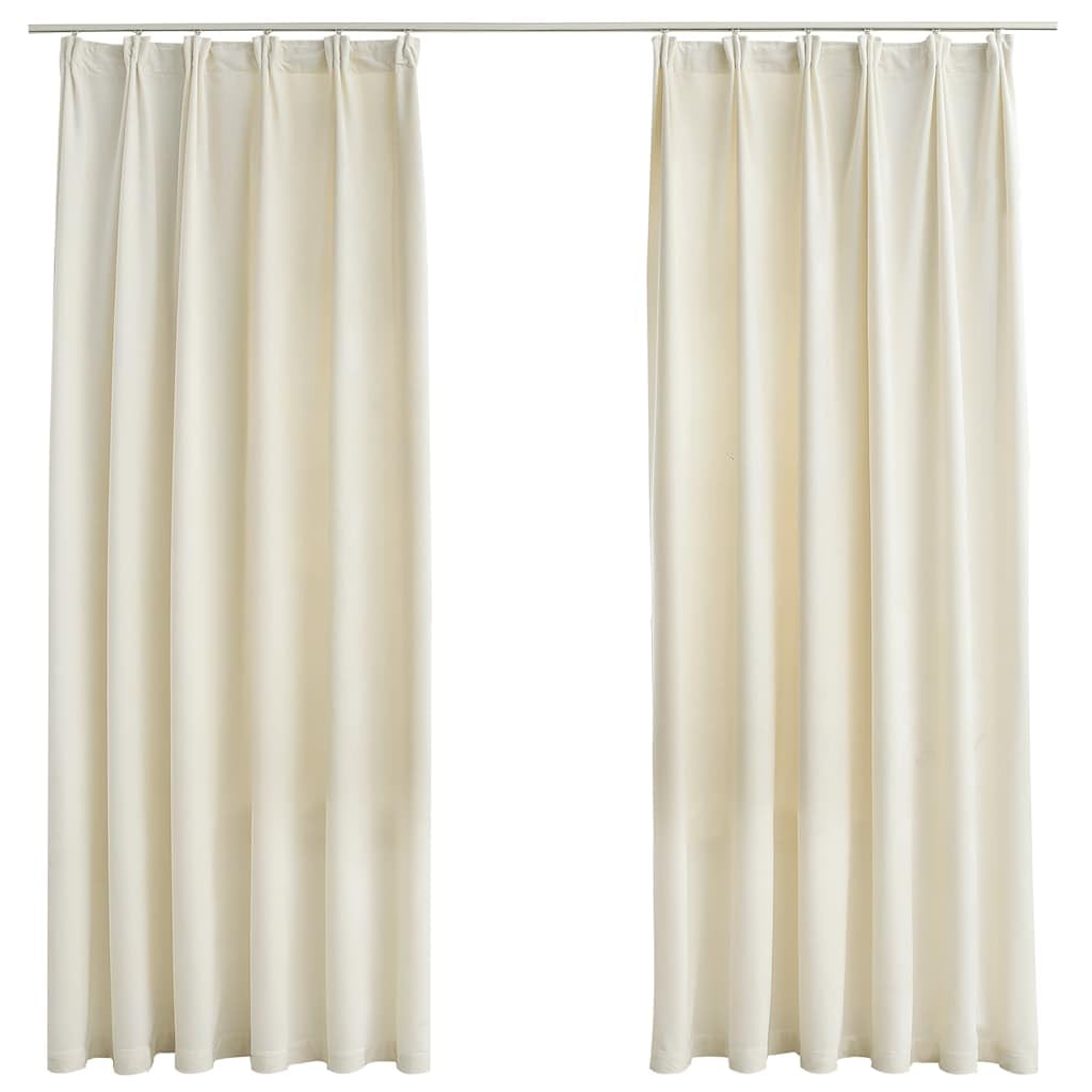 vidaXL Vorhang Samt Creme 140x175cm Verdunkelung 2er Pack