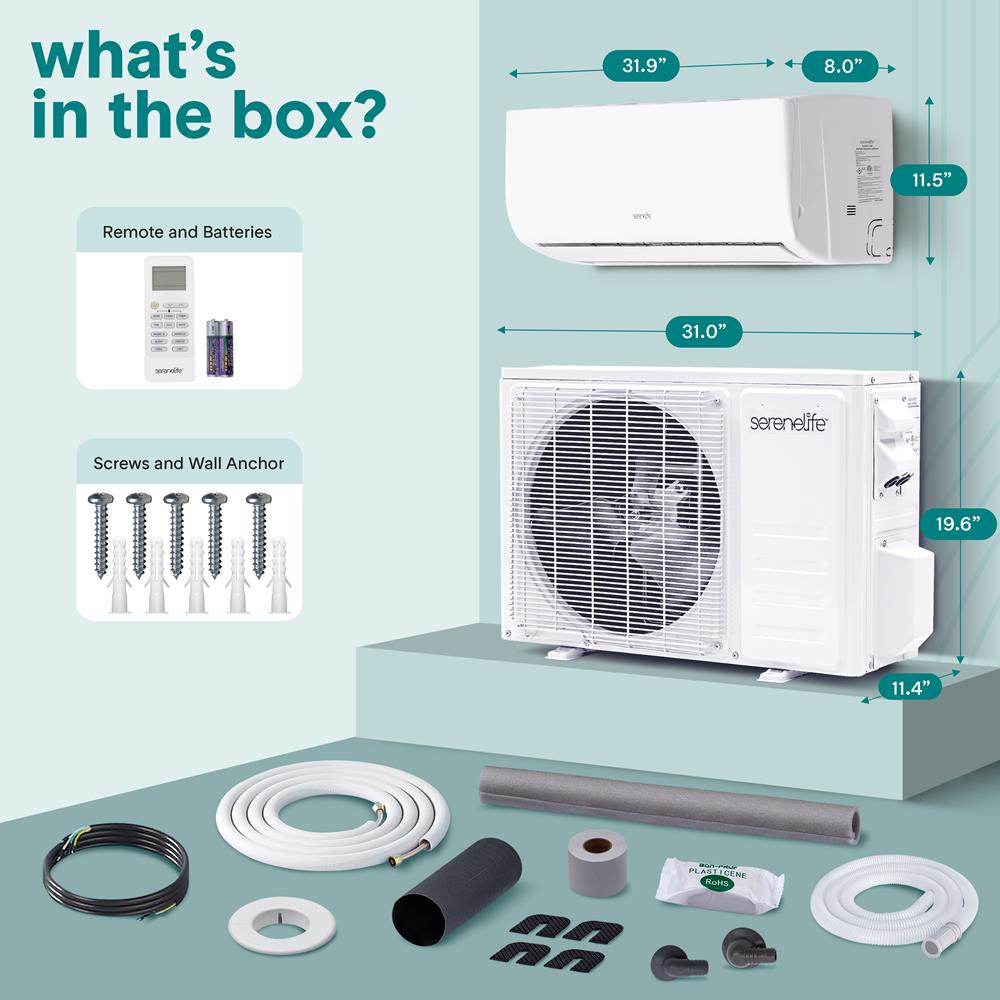 Serenelife Split Klimaanlage 12000 BTU WiFi Heizen Kühlen
