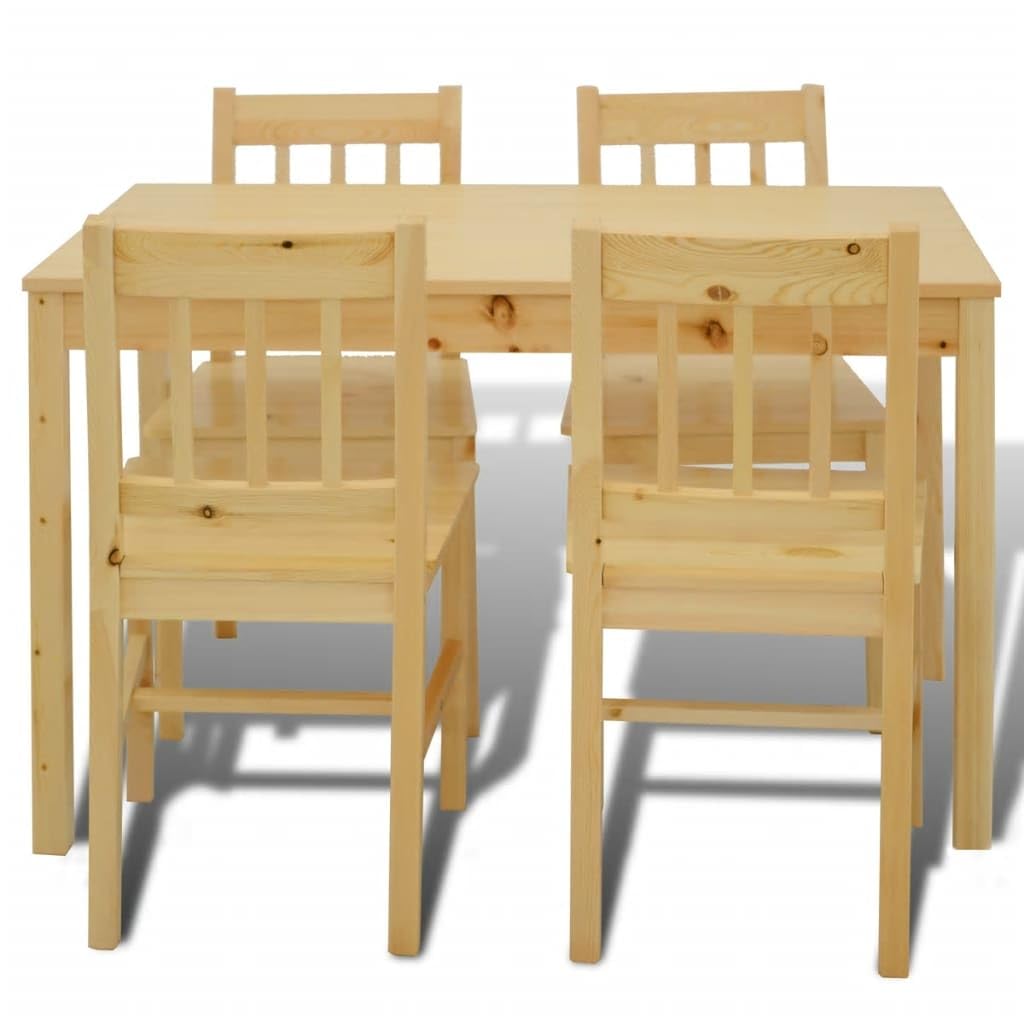 vidaXL Möbel Essgruppe 5-teilig Esstisch Braun Kiefernholz