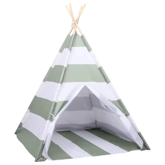 vidaXL Heim & Garten Kindertent Grau-Weiß Kiefer 120x120x150 cm