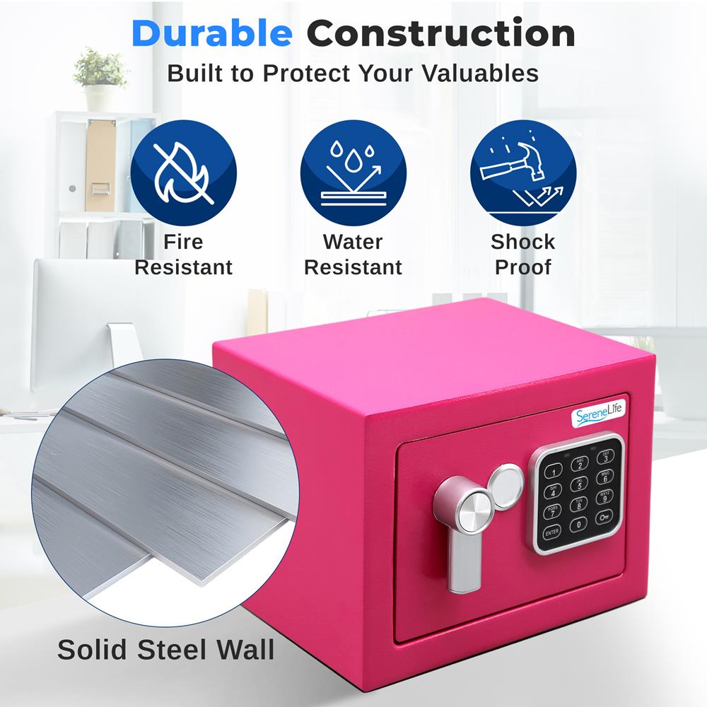 Serenelife Safe Box Tresor pink digital Stahl