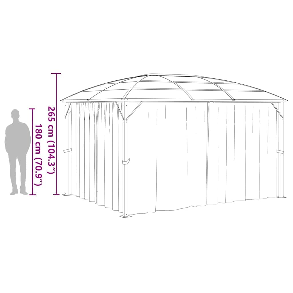 vidaXL Pavillon Anthrazit 400x300x265 cm mit Vorhängen