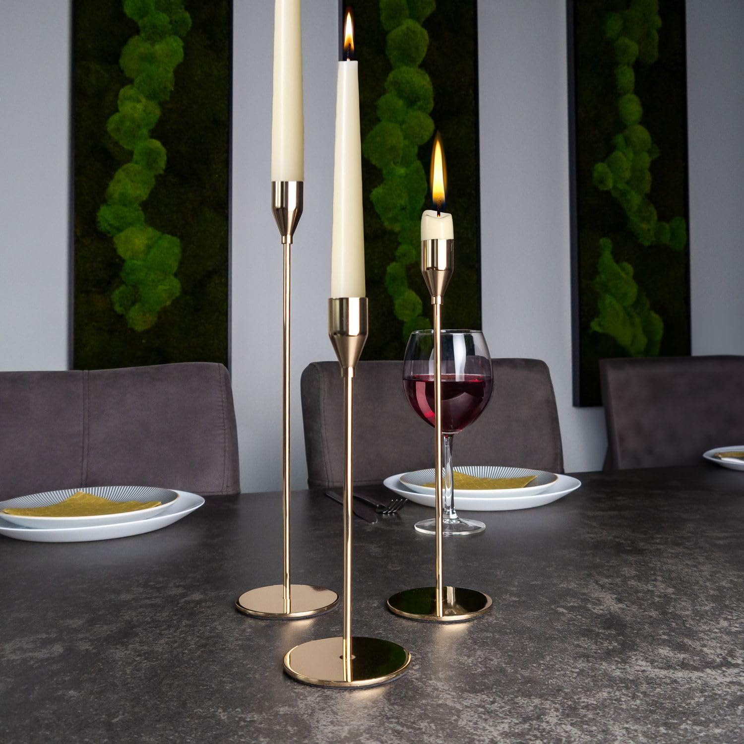 Intirilife Kerzenständer 3er Set Roségold Metall Stabkerzen