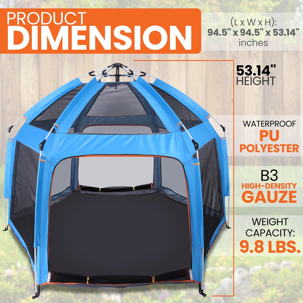 Serenelife Pet Care Laufstall faltbar blau 6-teilig UV-Schutz