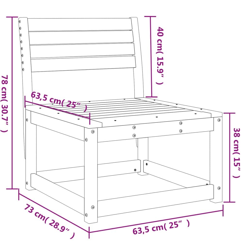 vidaXL Gartensofa ohne Armlehnen Kiefer Massivholz 63,5 cm