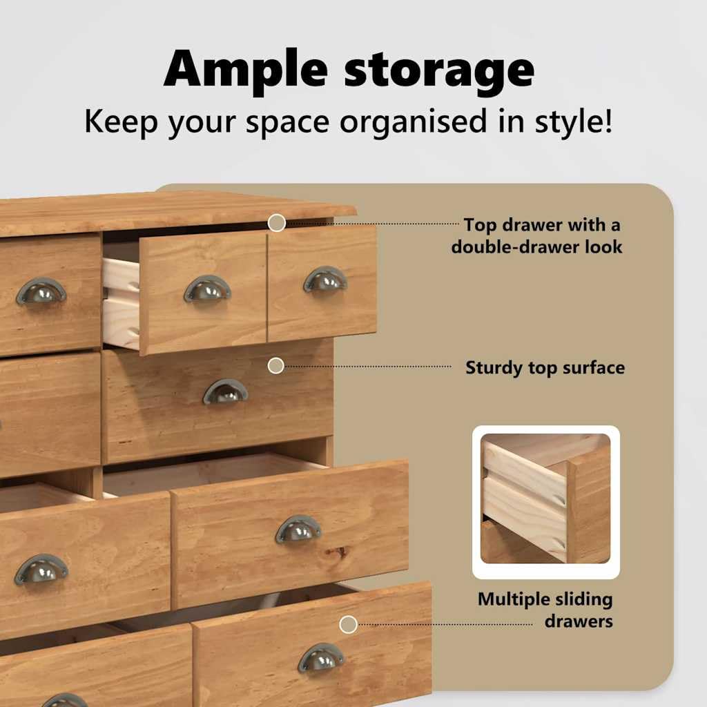 vidaXL ASKIM Schubladenkommode Kiefer Kommode Braun 91x40x79 8 Schub