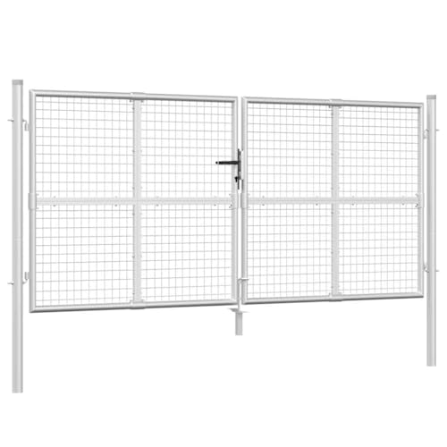 vidaXL Heim & Garten Maschen-Gartentor 300x125 cm Silber verzinkt