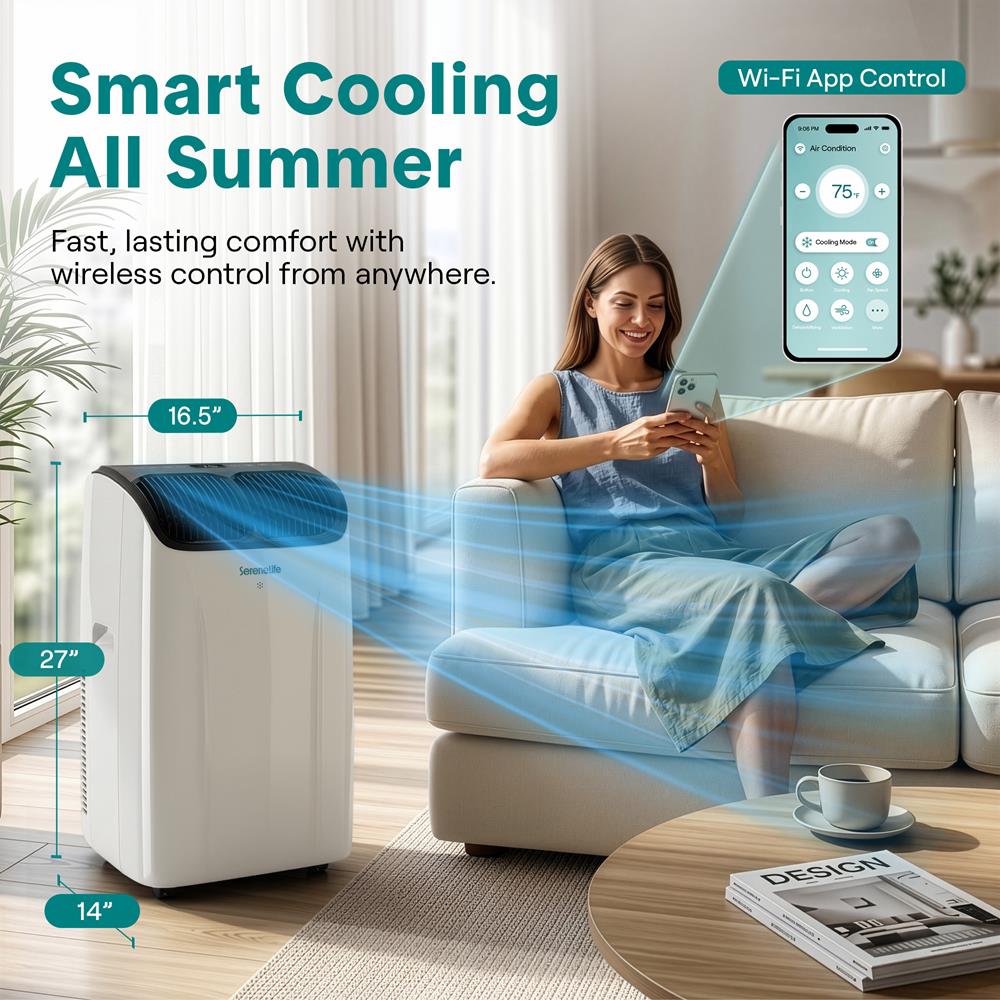 Serenelife Portable AC Klimagerät mobil 12000 BTU WiFi Grau