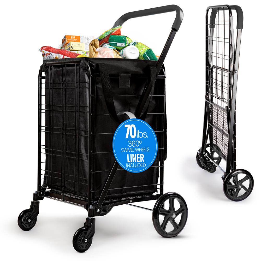 Serenelife SLSPCART65 Einkaufstrolley faltbar schwarz 32 kg