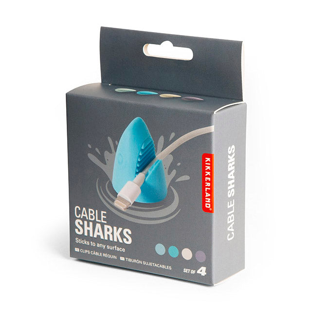 Kikkerland Tech Cable Sharks Kabelhalter 4er Set Hai