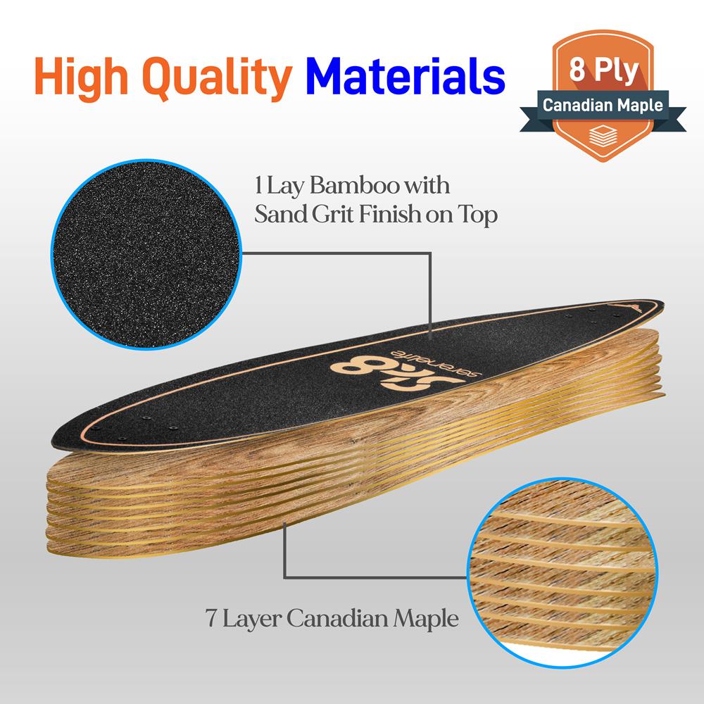 Serenelife Skateboard Mini Cruiser Komplettboard Schwarz Ahorn