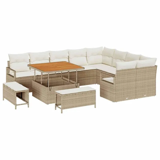 vidaXL Heim & Garten Gartensofa-Set 12-tlg Beige 287x234
