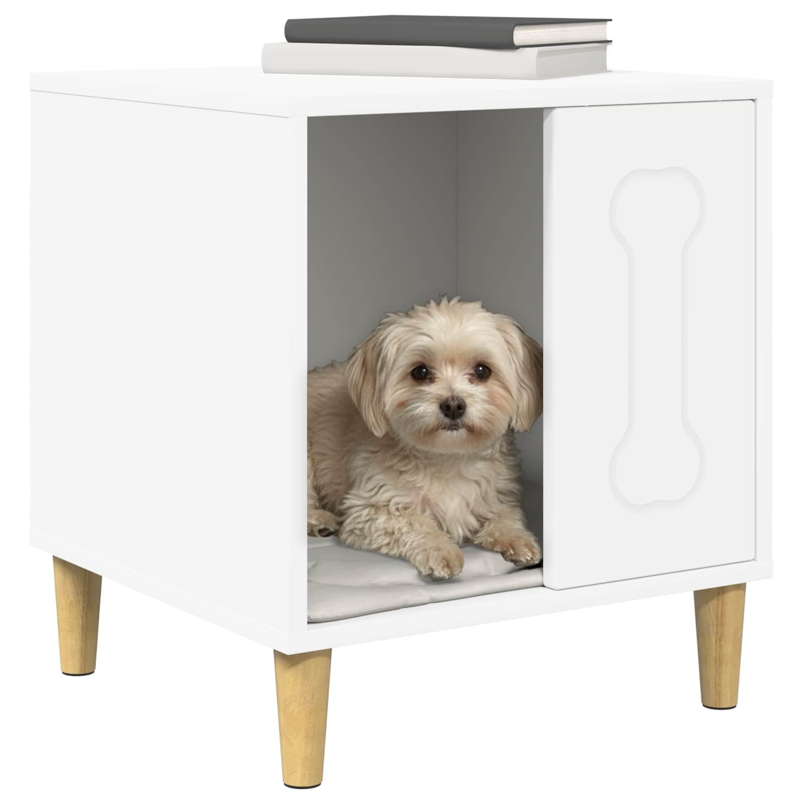 vidaXL Tierbedarf Hundehütte Weiß Holzwerkstoff 44x42x49 cm