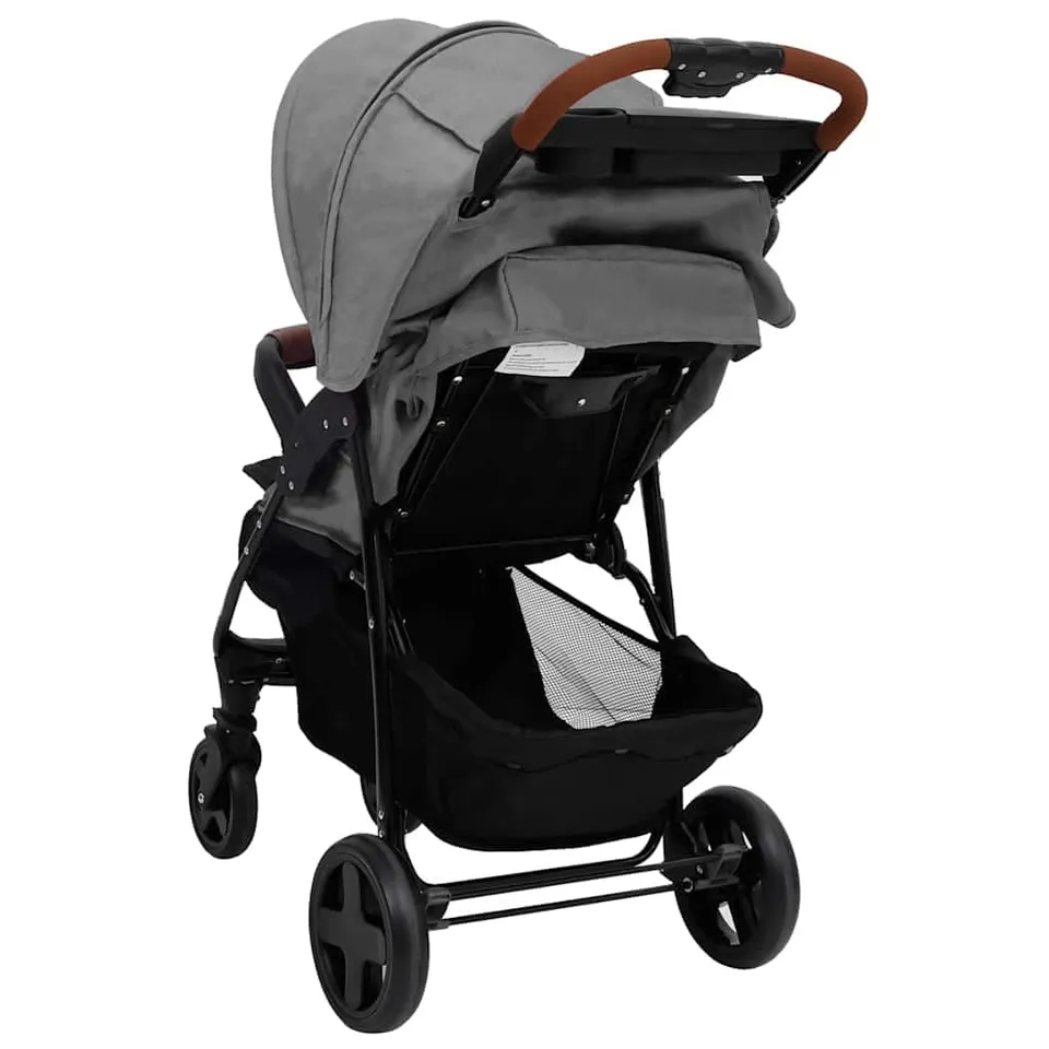 vidaXL Kinderwagen 2-in-1 Buggy Sportwagen Hellgrau Stahl