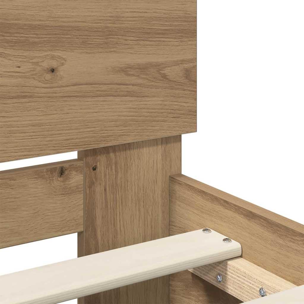 vidaXL Bettrahmen 160x200 Handwerkliche Eiche Holzwerkstoff