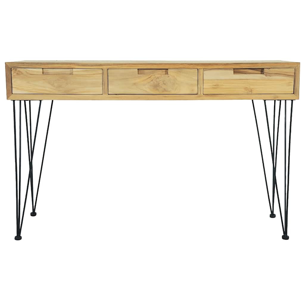 vidaXL Möbel Konsolentisch Teak Massiv 120cm 3 Schubladen