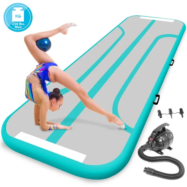 Serenelife Fitness Airtrack Turnmatte aufblasbar Türkis 4 m