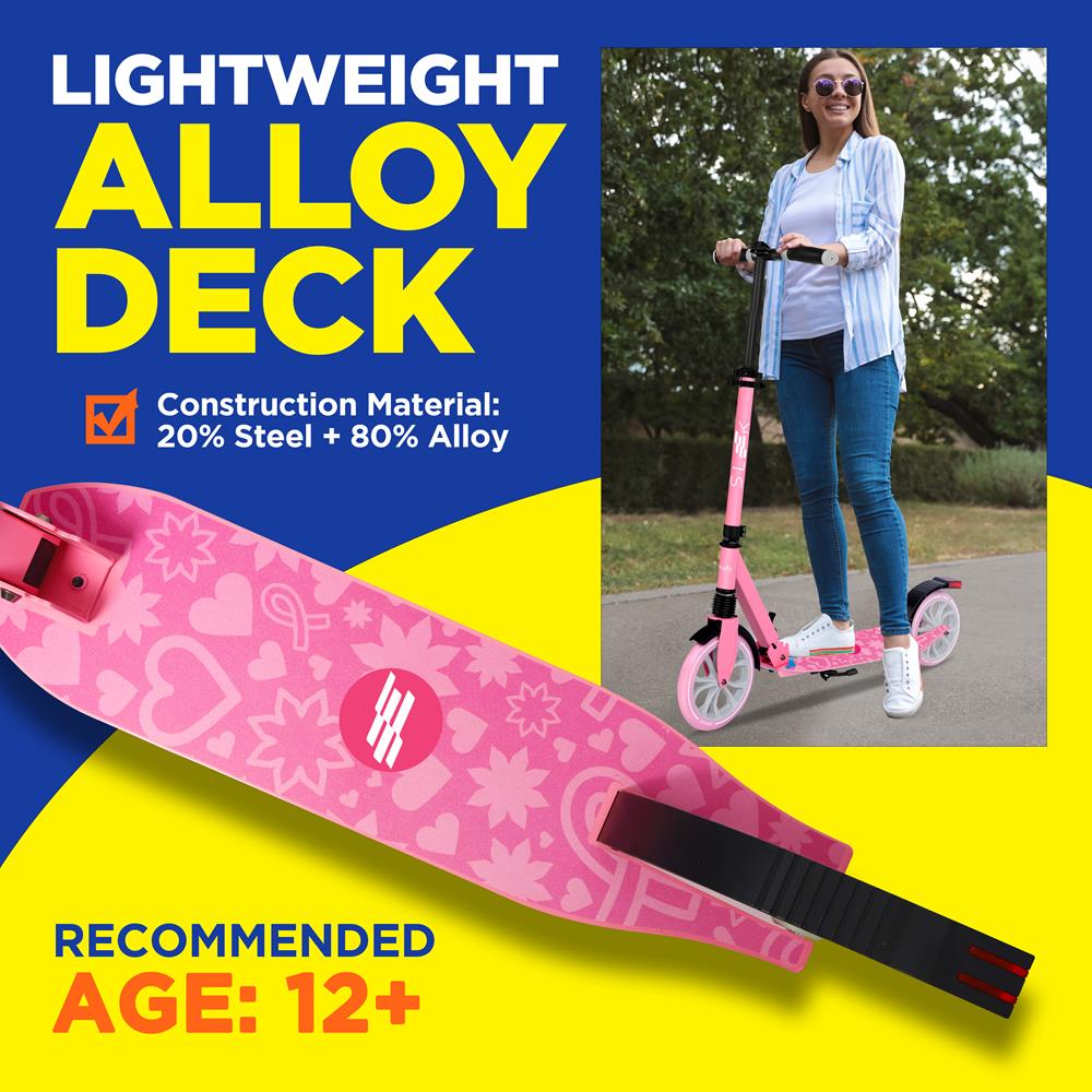 Serenelife Kick Scooter Pink klappbar Alu Tretroller Erwachsene