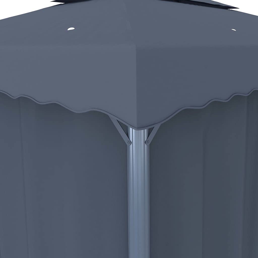 vidaXL Heim & Garten Pavillon 3x3 m Anthrazit mit Vorhängen LED