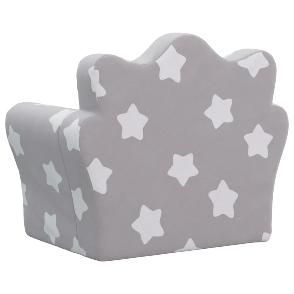 vidaXL Baby Kindersofa Hellgrau Sterne Plüsch 54x34x45 cm