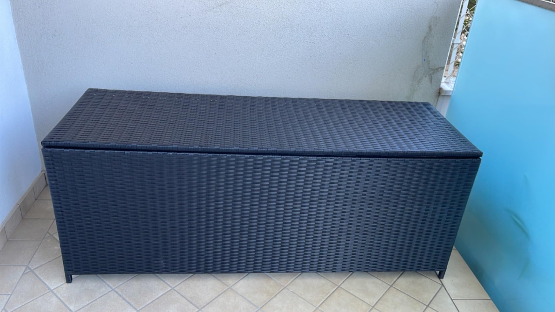 vidaXL Heim & Garten Auflagenbox Schwarz 150x50x60 cm Rattan