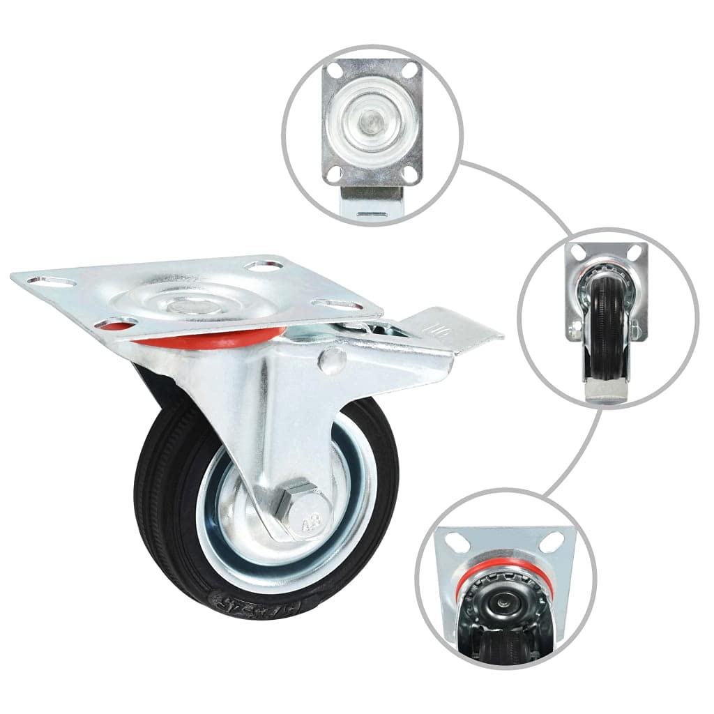 vidaXL 8 Rollen 75mm Möbelrollen Gummi mit Bremse