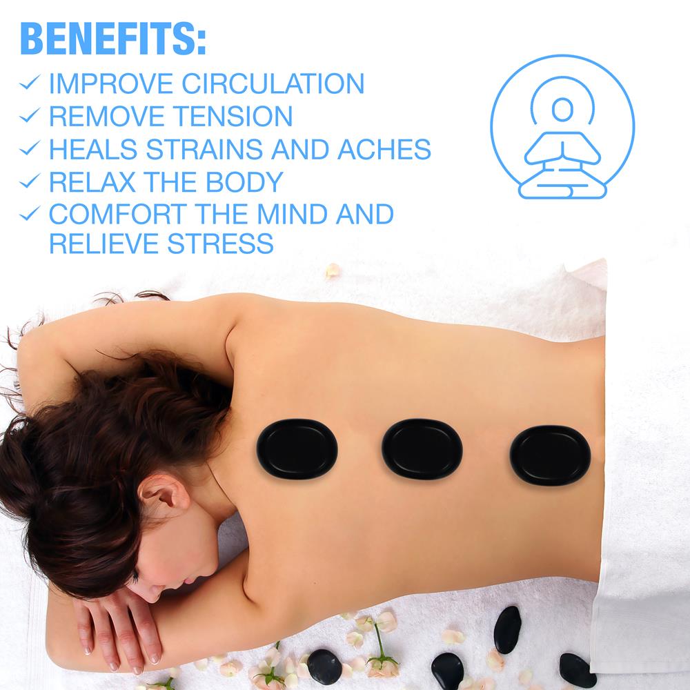 Serenelife Massage Spa Sauna PSLMSTN33 Hot Stones 20-tlg Basalt