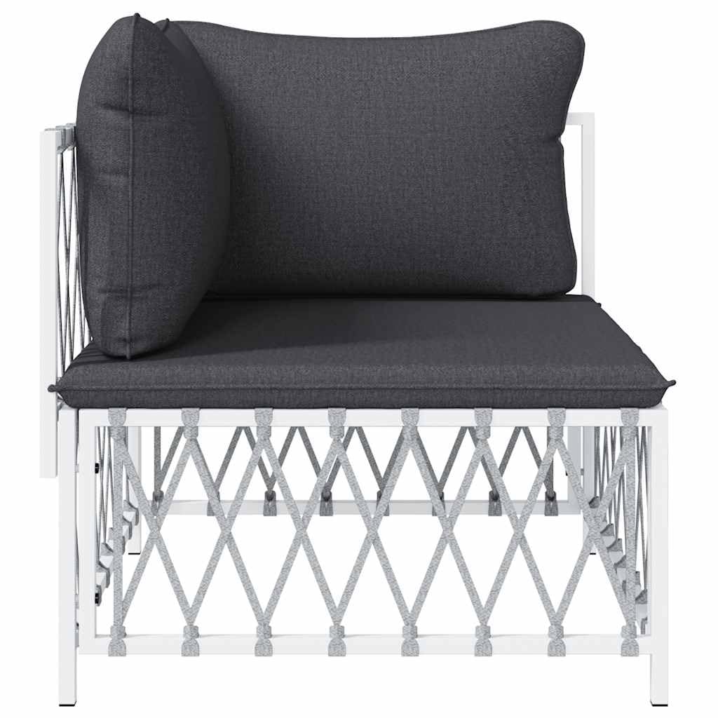 vidaXL Garten-Ecksofa Weiß Gewebe mit Kissen