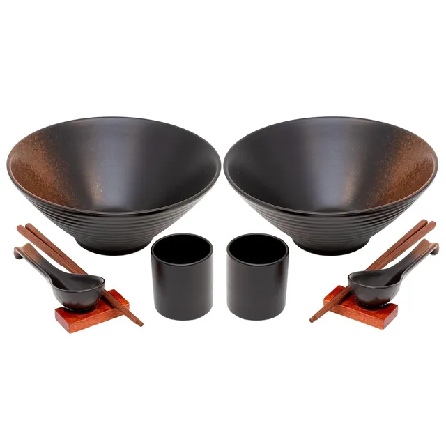 Intirilife Ramen Schüssel Set Keramik Schwarz 2 Personen