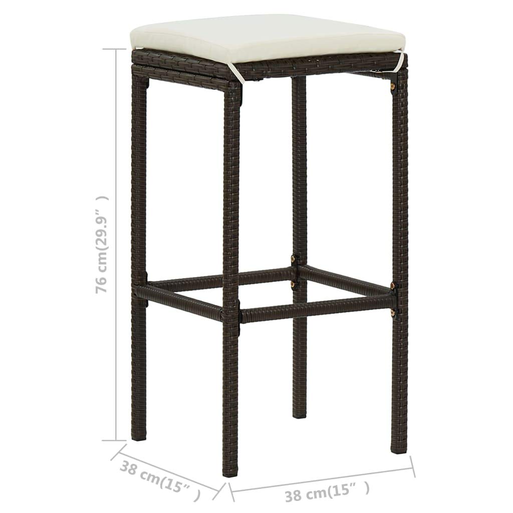 vidaXL Heim & Garten Gartenbar-Set Poly Rattan Braun 16-tlg mit Kissen